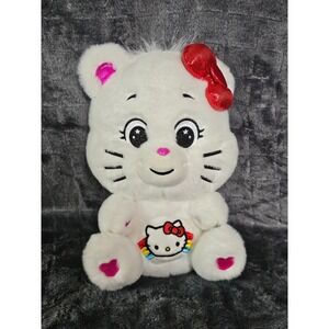 Hello Kitty‎ Loves Cheer Bear Care Bear 10" White Plush Sanrio Basic Fun (2023)